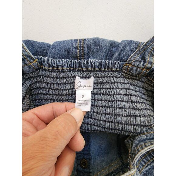 Japan Dress Womens Small Blue Cotton Denim Micro Mini Sweatheart Neckline Y2K - Picture 8 of 10